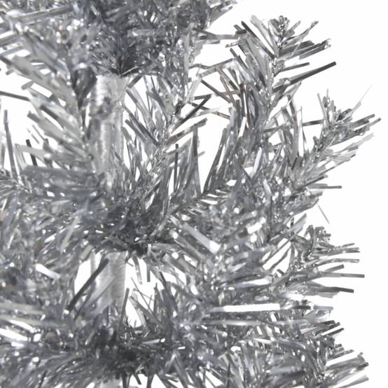 Demi sapin de Noël - Arbre de Noël artificiel mince avec support Argenté 210 cm - Image 5