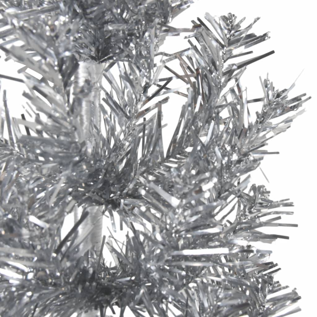 Demi sapin de Noël - Arbre de Noël artificiel mince avec support Argenté 210 cm - Image 5