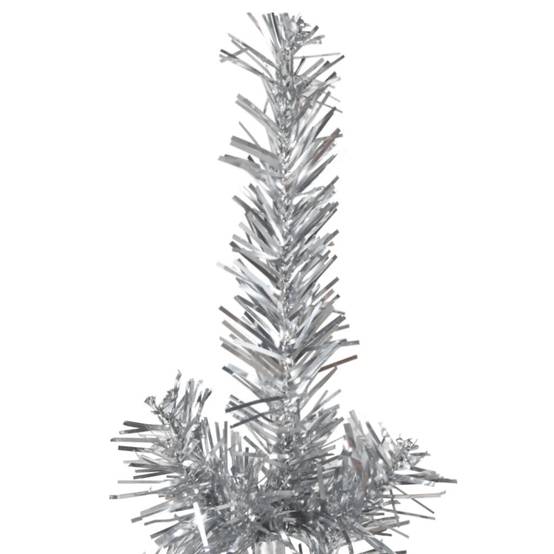 Demi sapin de Noël - Arbre de Noël artificiel mince avec support Argenté 210 cm - Image 4