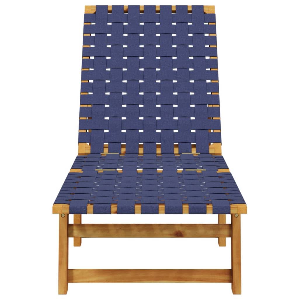 Maison Chic - Bain de soleil - Transats - Chaises longues bleu foncé bois d'acacia solide et tissu - MEUBLE PRO - Image 3