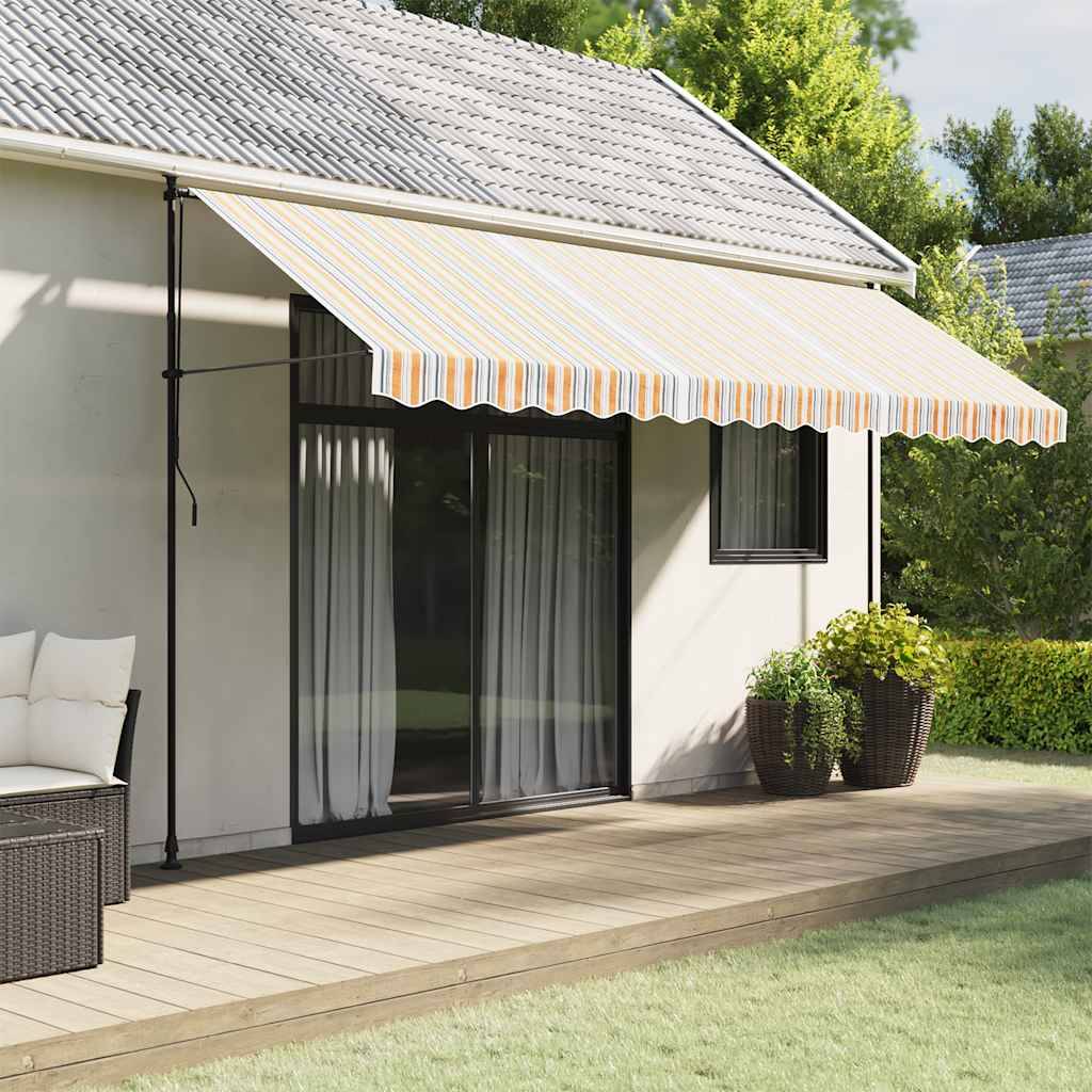 Toile de Remplacement Store Banne Polyester Traité Anti-UV pour Jardin Rayures Multicolores 4,5x3 m – ComfortXL Outdoor Living - Image 1