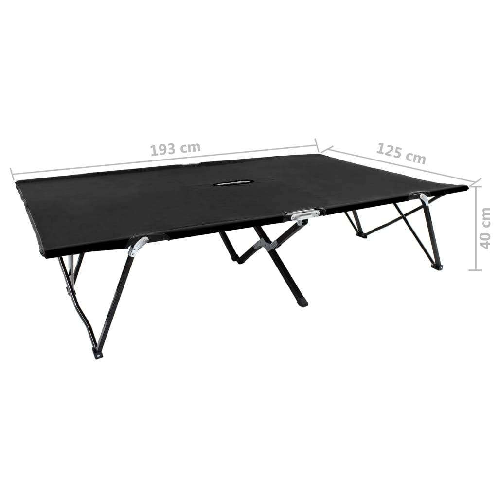 Helloshop26 - Lit de camping double meuble d'extérieur pliable 2 places noir acier - Imagen 7