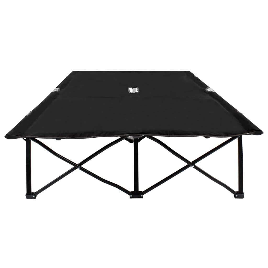 Helloshop26 - Lit de camping double meuble d'extérieur pliable 2 places noir acier - Imagen 3