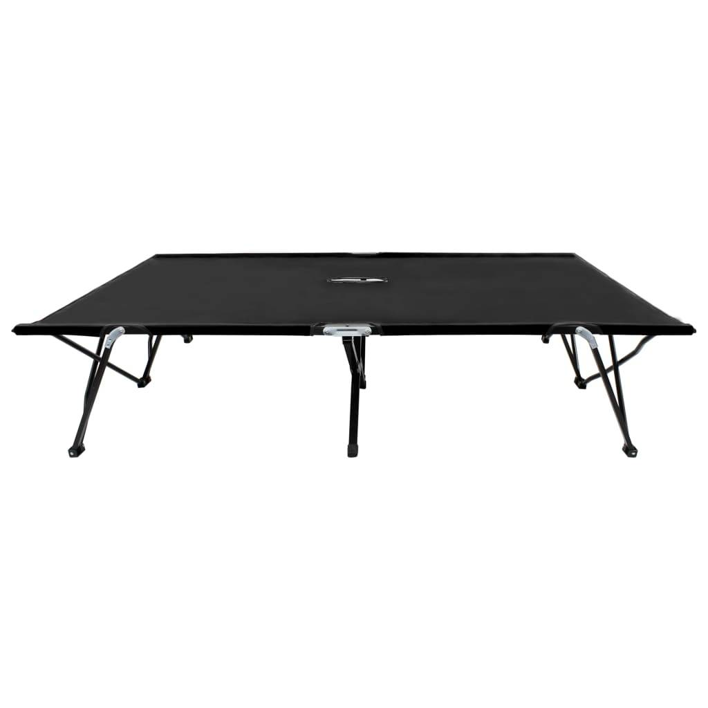 Helloshop26 - Lit de camping double meuble d'extérieur pliable 2 places noir acier - Imagen 2