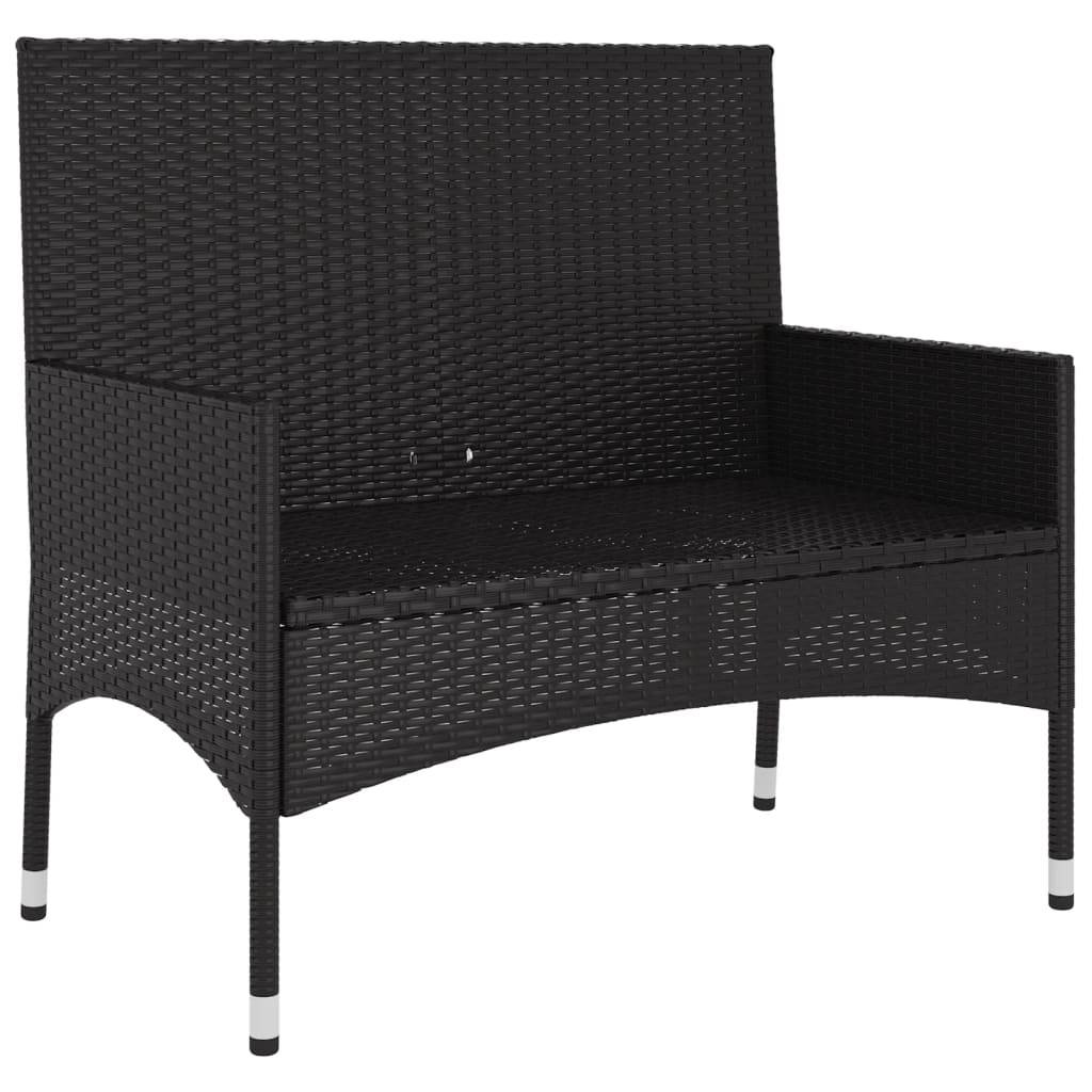 Helloshop26 - Banc de jardin meuble de patio d'extérieur terrasse à 2 places avec coussins résine tressée noir - Imagen 3