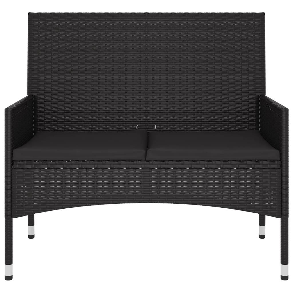 Helloshop26 - Banc de jardin meuble de patio d'extérieur terrasse à 2 places avec coussins résine tressée noir - Imagen 2