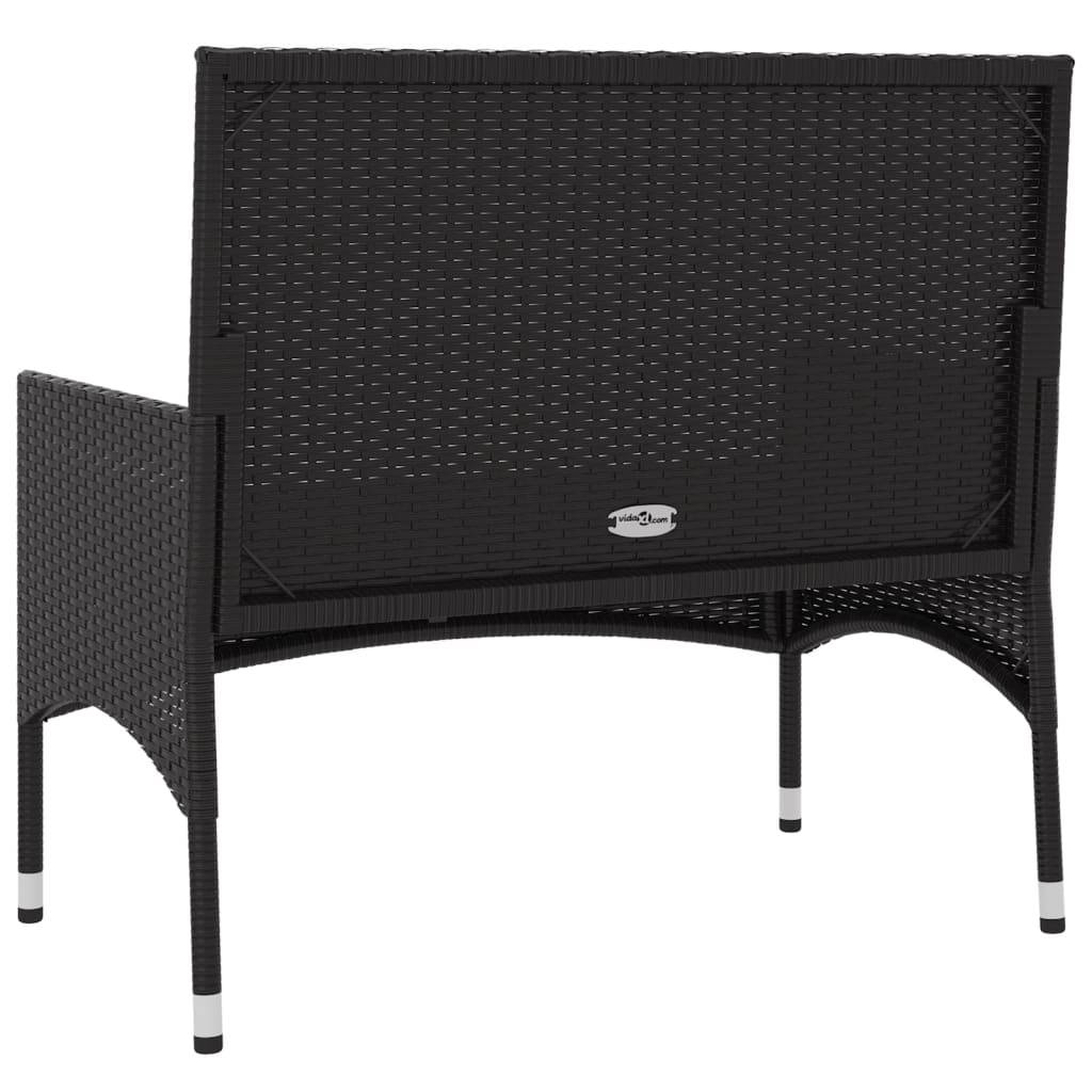 Helloshop26 - Banc de jardin meuble de patio d'extérieur terrasse à 2 places avec coussins résine tressée noir - Imagen 5