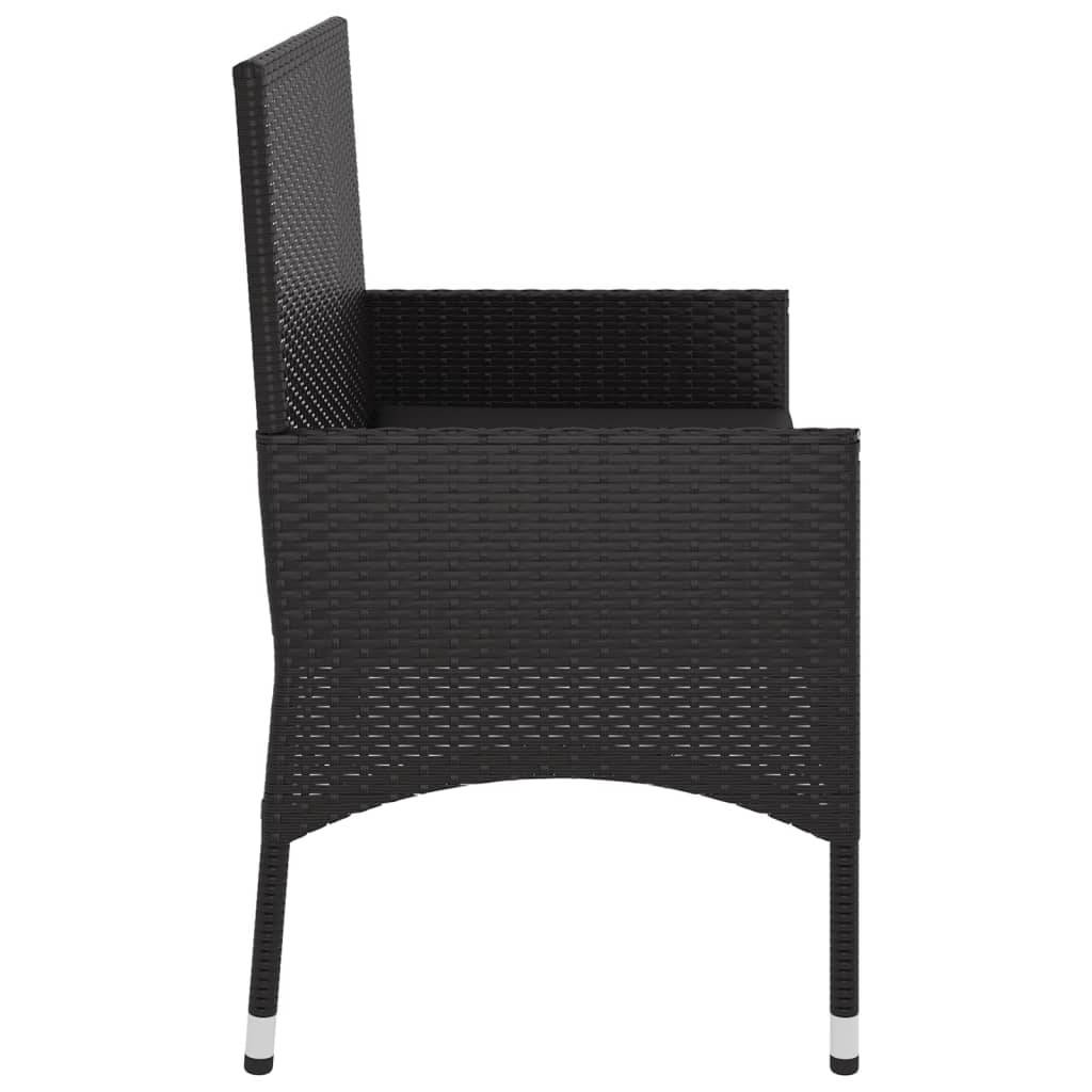 Helloshop26 - Banc de jardin meuble de patio d'extérieur terrasse à 2 places avec coussins résine tressée noir - Imagen 4