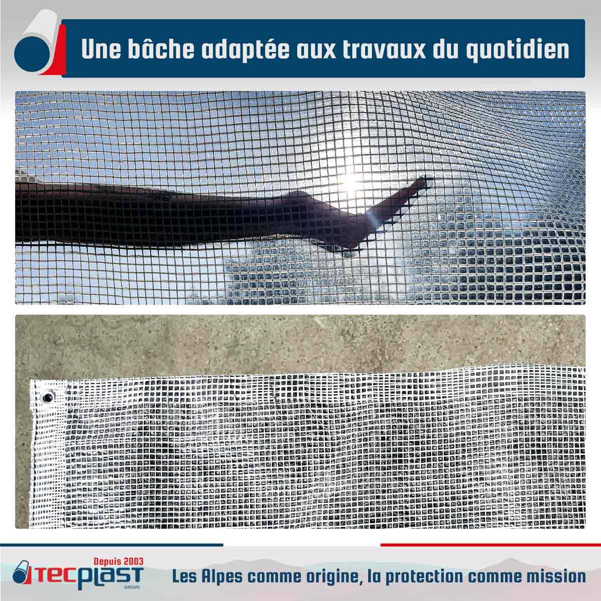 Bâche de Chantier 4x6 m TR170CH - Bâche Armée Transparente - Haute Qualité - Protection imperméable Travaux d'extérieur TECPLAST - Imagen 2