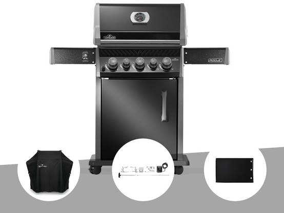 Napoleon - Barbecue à gaz Rogue 425 RB 3 brûleurs + 1 réchaud latéral + 1 brûleur rôtissoire + Housse de protection + Rôtissoire + Plancha - Napoléon - Image 1
