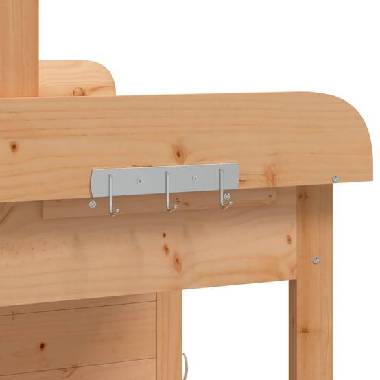 Établi de Jardinage en Bois de Sapin Marron Table de Rempotage avec Rangement et Zinc – ComfortXL Outdoor Living - Image 10