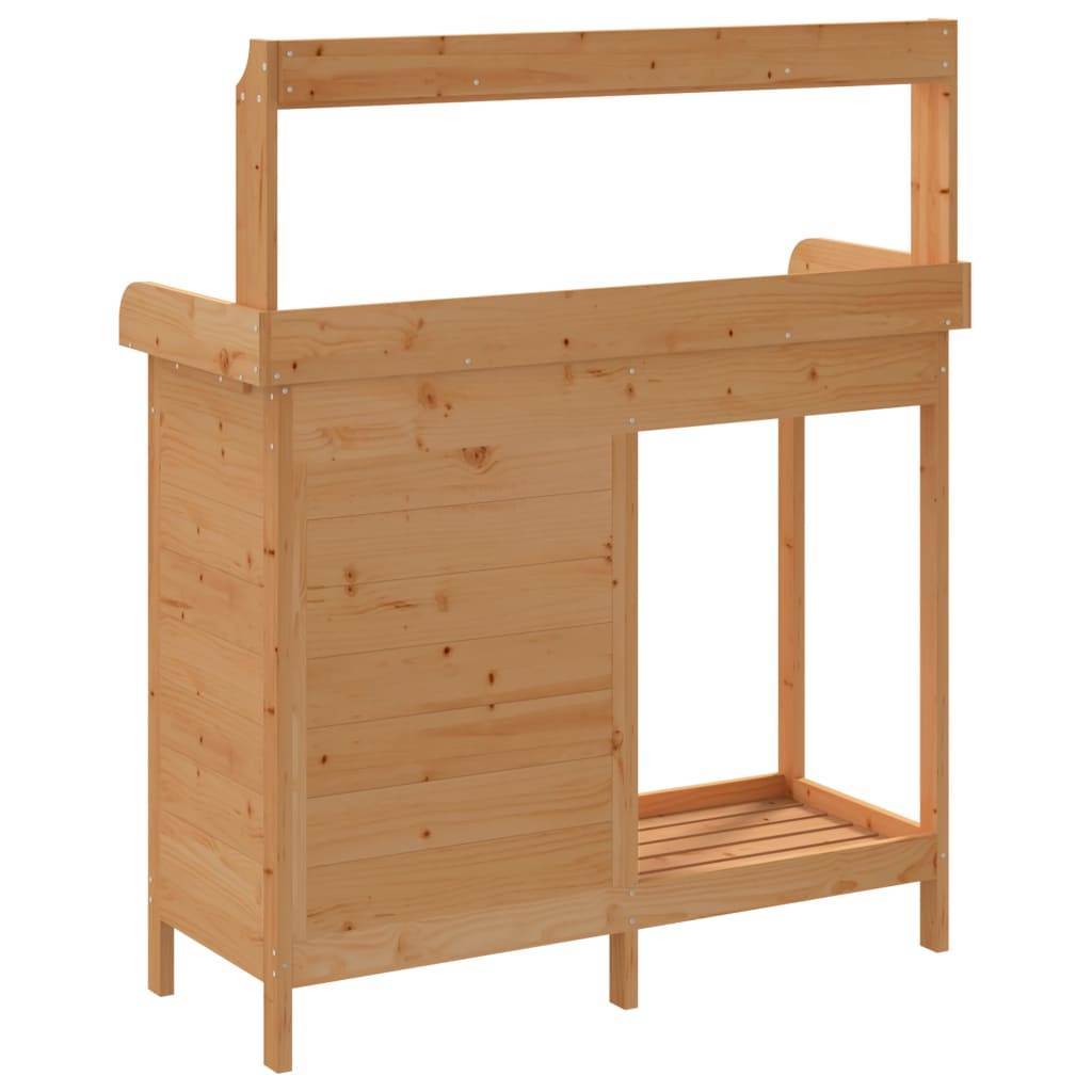 Établi de Jardinage en Bois de Sapin Marron Table de Rempotage avec Rangement et Zinc – ComfortXL Outdoor Living - Image 9