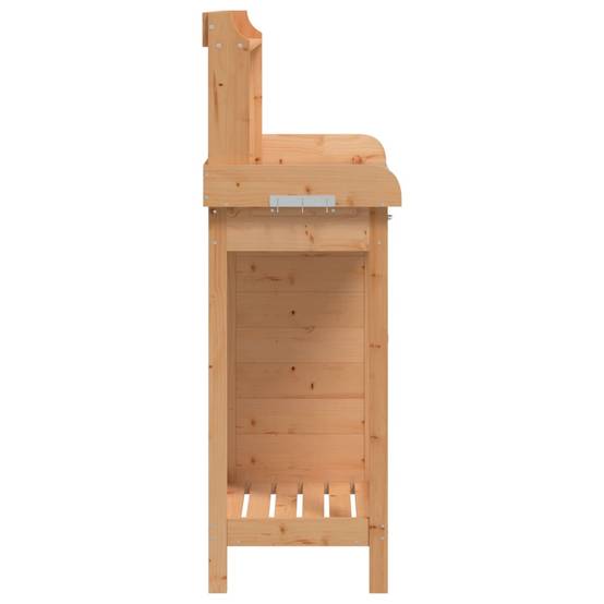 Établi de Jardinage en Bois de Sapin Marron Table de Rempotage avec Rangement et Zinc – ComfortXL Outdoor Living - Image 8