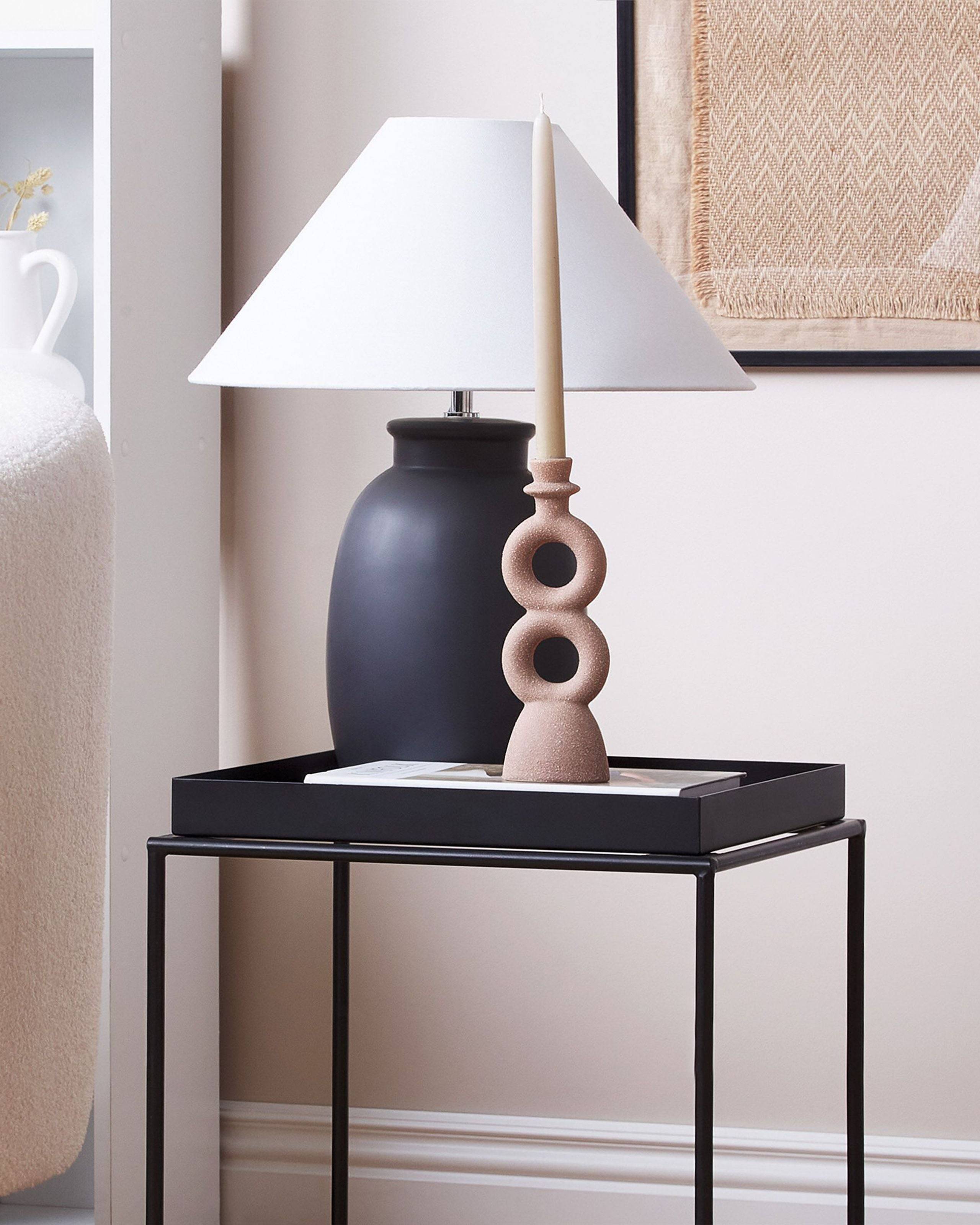 Beliani - Bougeoir Porcelaine Beige NAOUSA - 8x6x23- Beliani - Image 1
