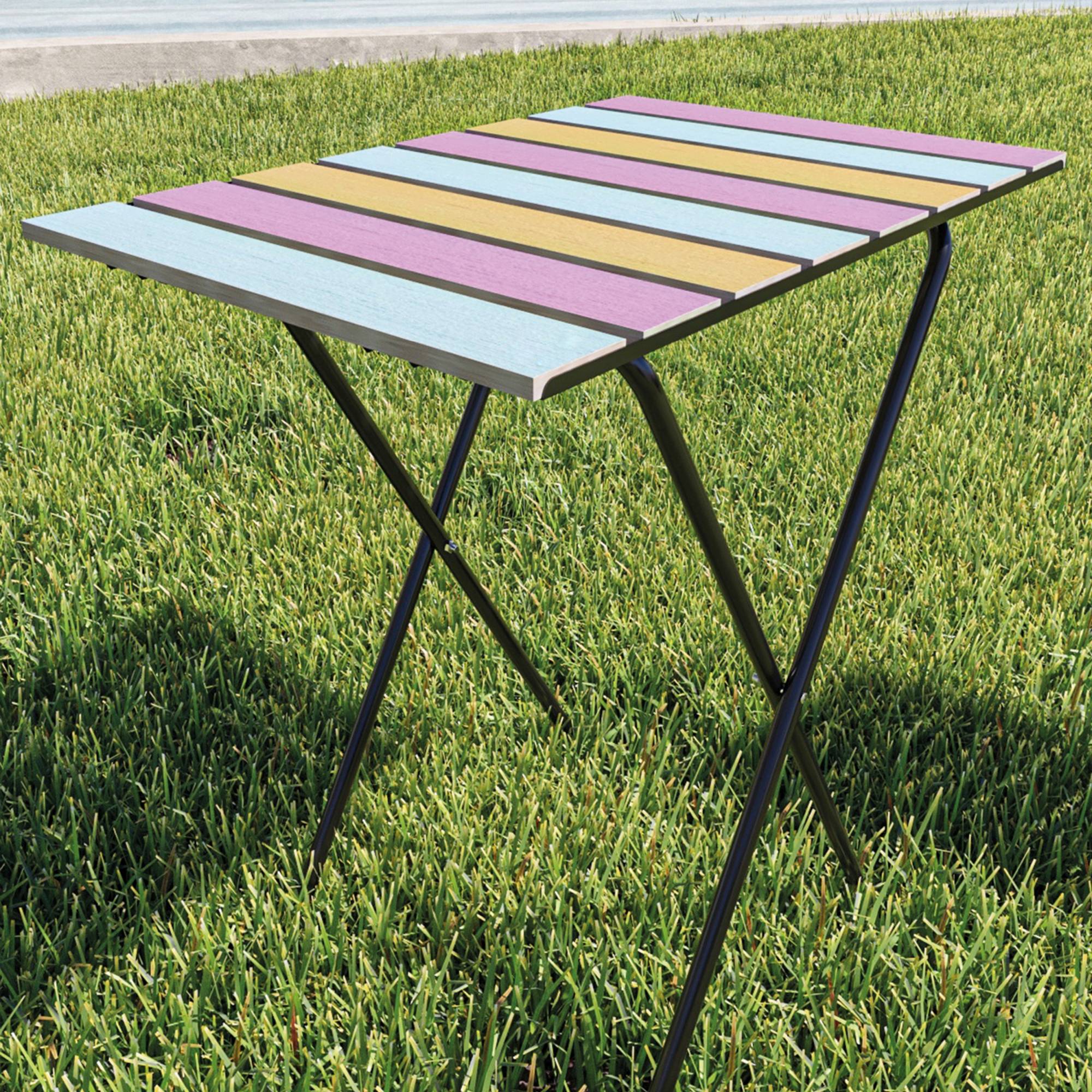Table pliante de jardin Cavallino métal bois de pin 60 x 40 x 57 cm noir multicolore [en.casa] - Imagen 5