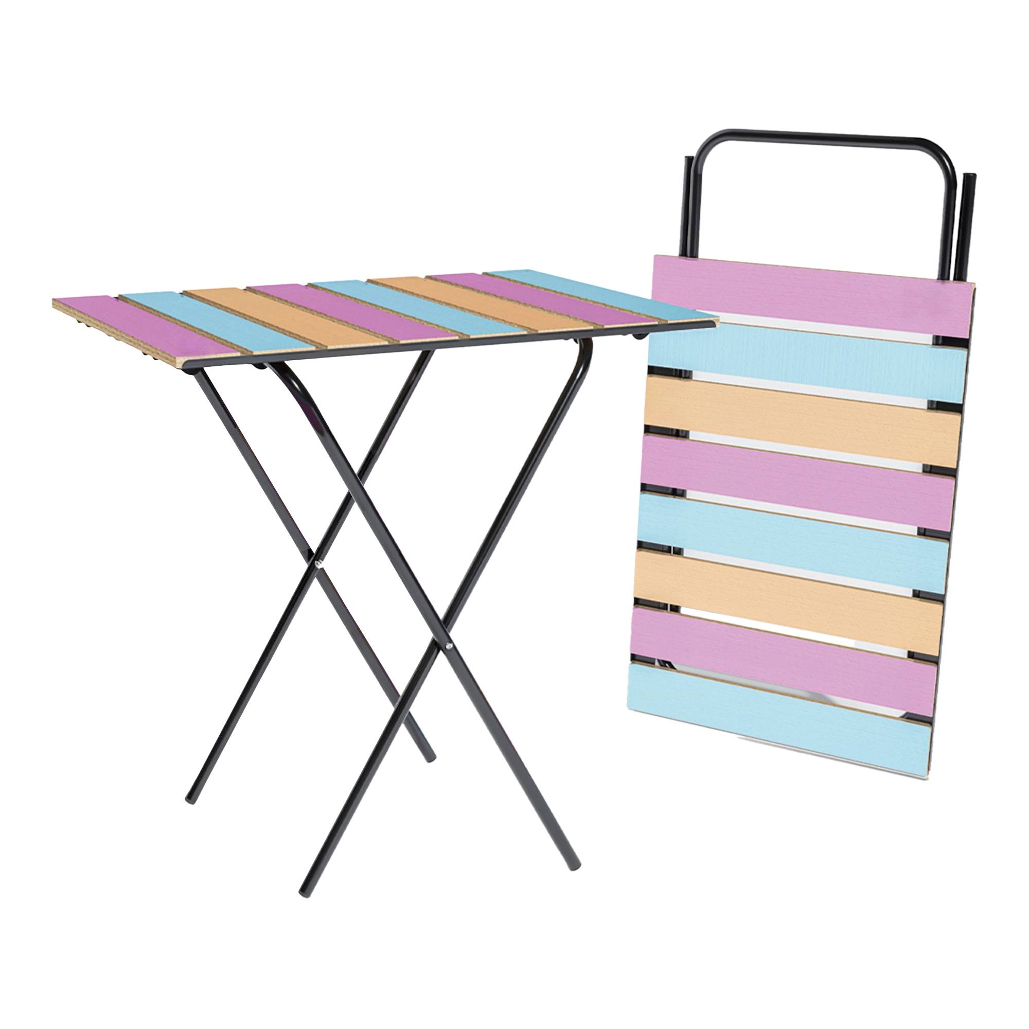Table pliante de jardin Cavallino métal bois de pin 60 x 40 x 57 cm noir multicolore [en.casa] - Imagen 8