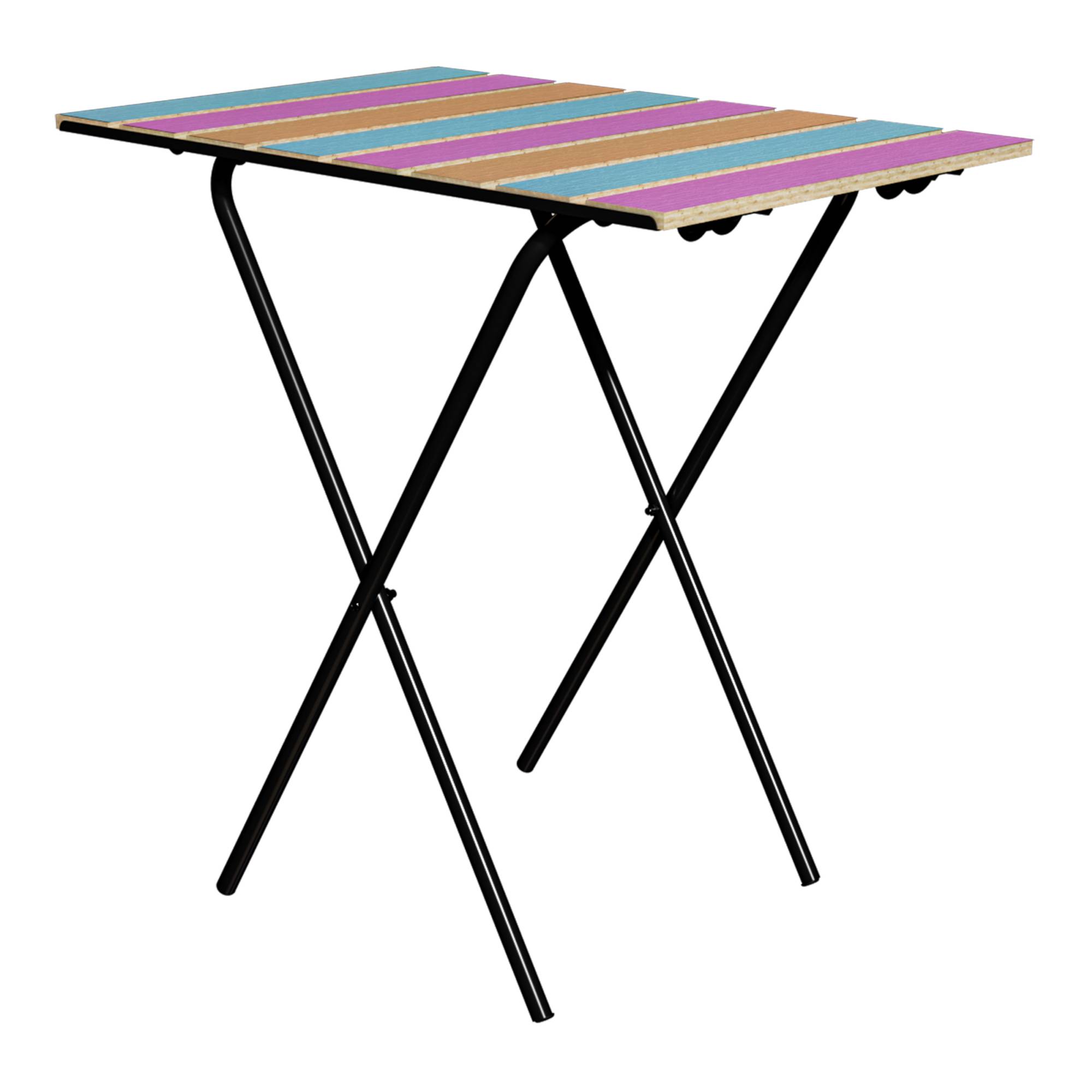 Table pliante de jardin Cavallino métal bois de pin 60 x 40 x 57 cm noir multicolore [en.casa] - Imagen 1