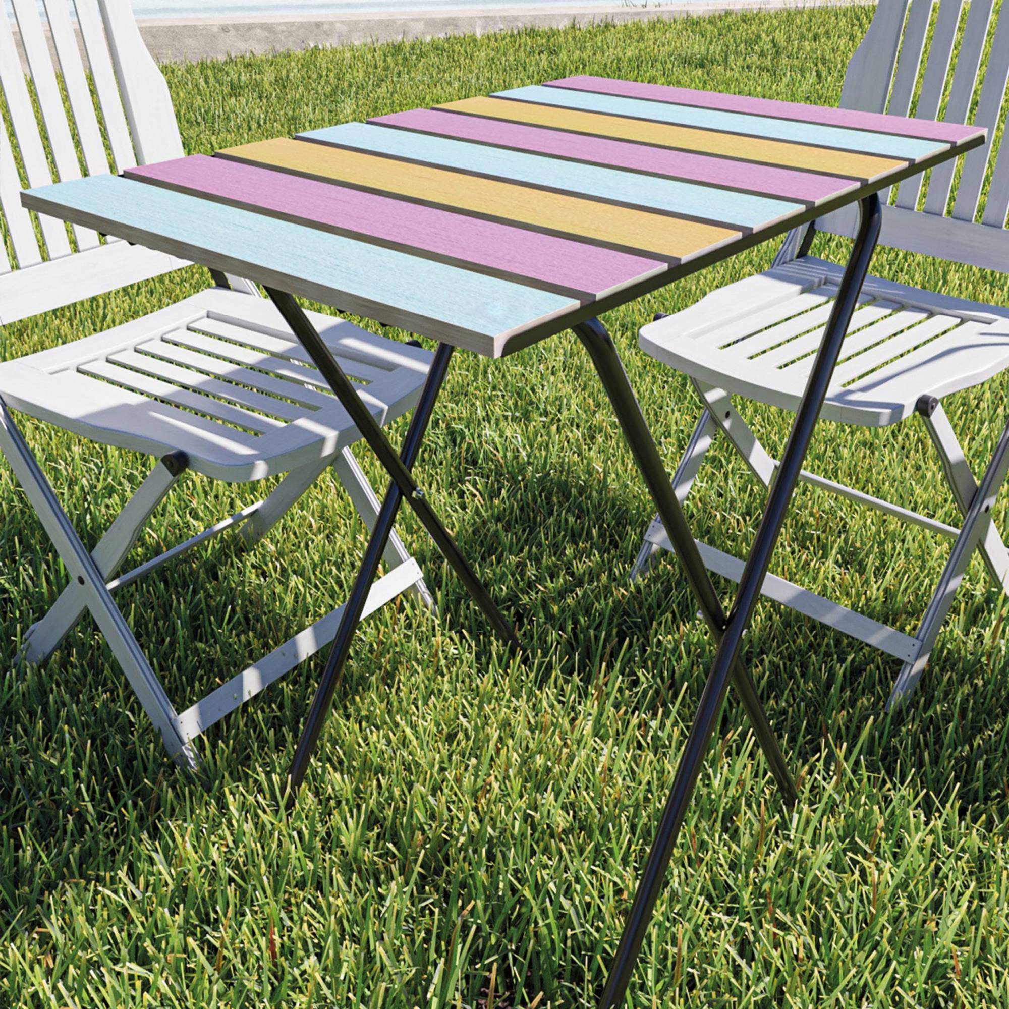 Table pliante de jardin Cavallino métal bois de pin 60 x 40 x 57 cm noir multicolore [en.casa] - Imagen 4