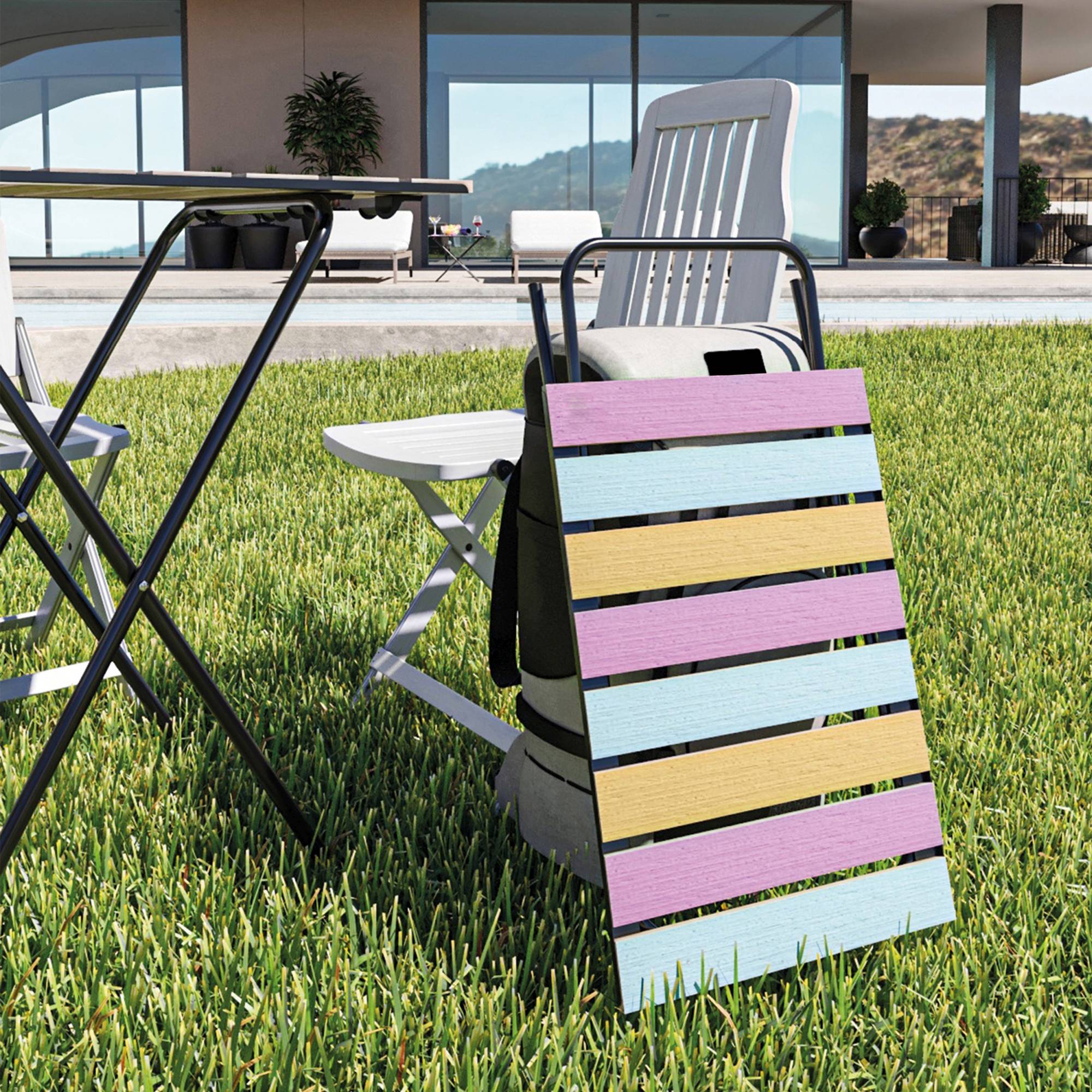 Table pliante de jardin Cavallino métal bois de pin 60 x 40 x 57 cm noir multicolore [en.casa] - Imagen 6