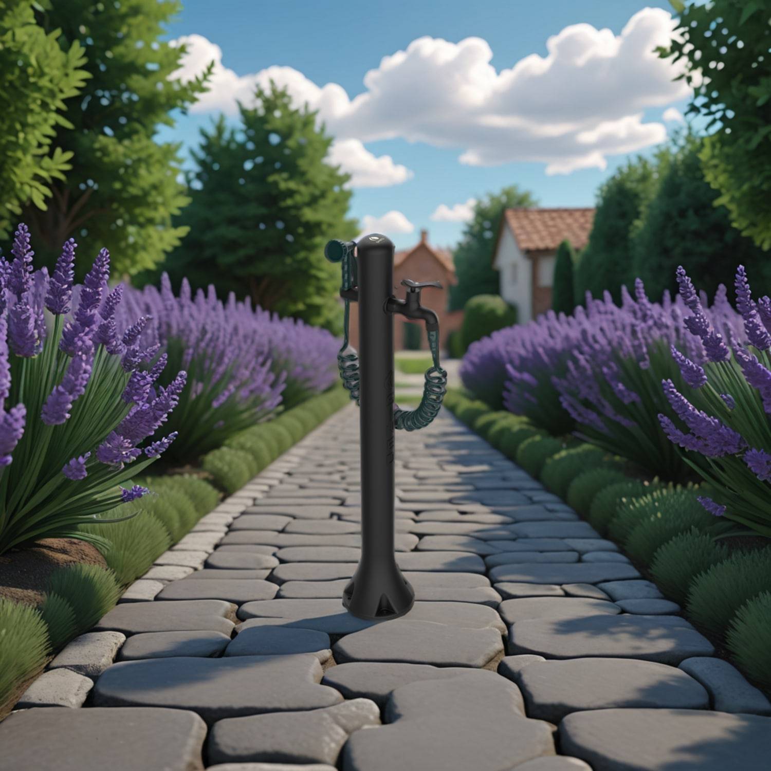 Fontaine Noire Avec Canon Pour Jardin Sined Fontana Acqua Pro Nera - Image 1