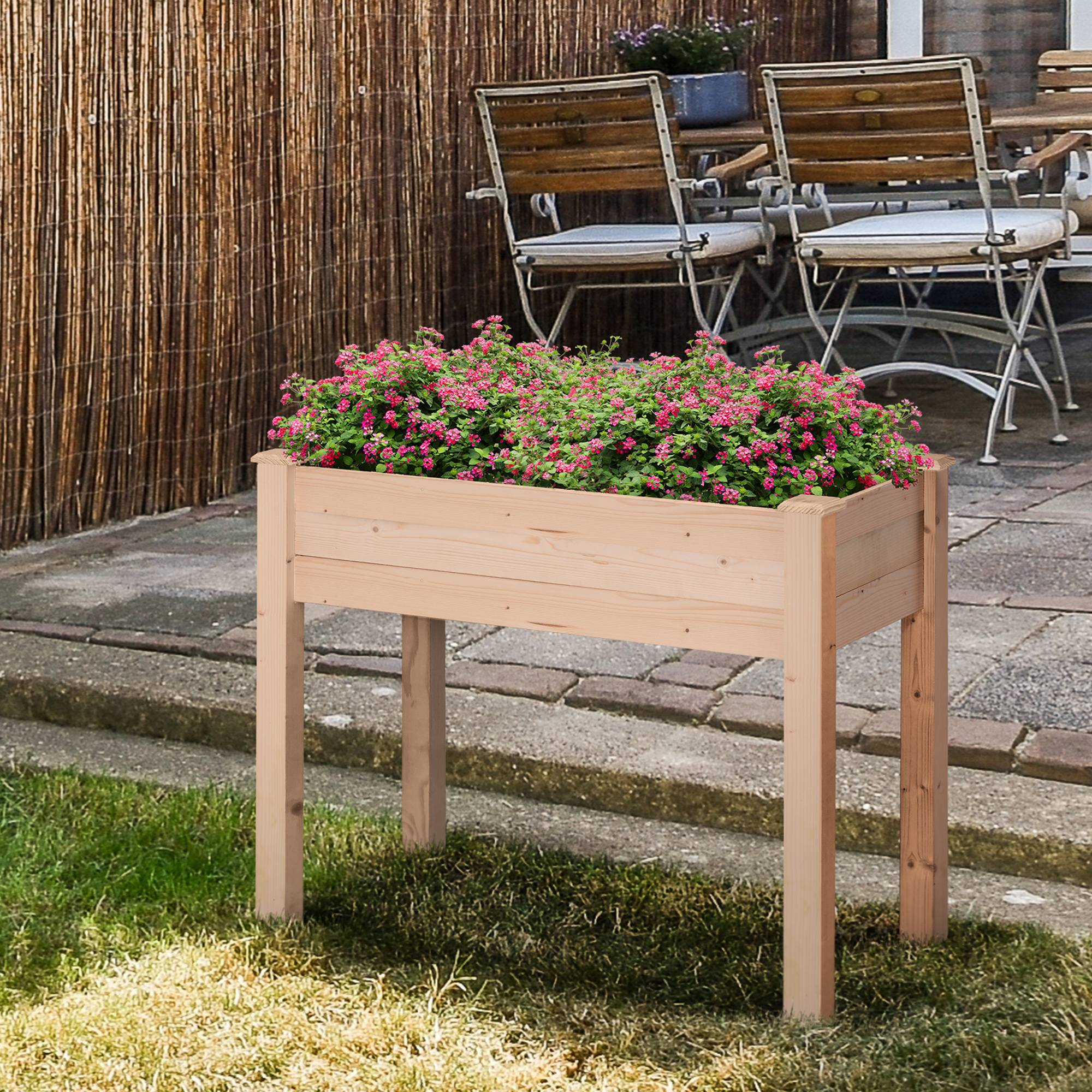 Jardinière surélevée bois naturel 86 x 46 x 76 cm - PANGIVO - Image 4
