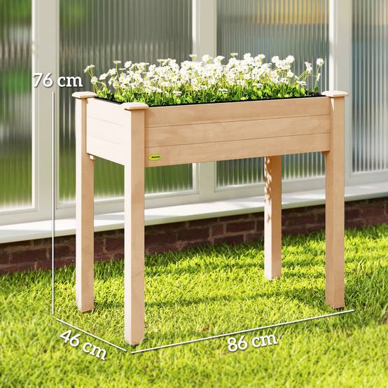 Jardinière surélevée bois naturel 86 x 46 x 76 cm - PANGIVO - Image 5