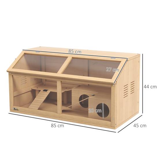 Cage hamster bois sapin rongeurs habitat aéré pont suspendu 85x44cm naturel - ComfortXL Outdoor Living - Image 5