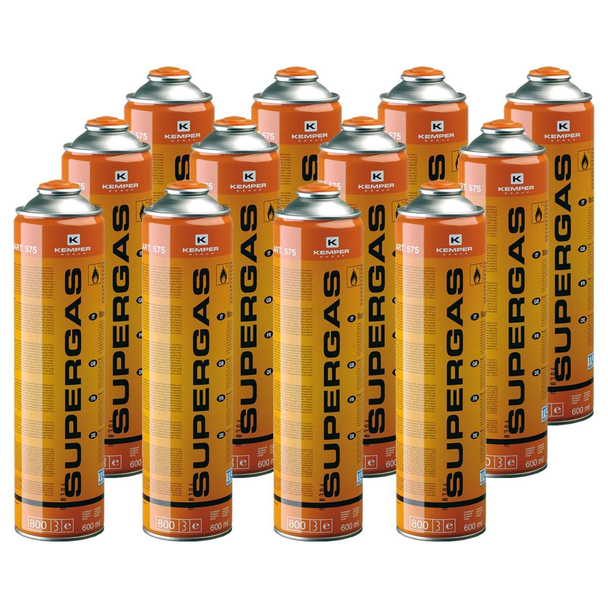 Pack de 12 Cartouches de gaz 330gr Butane propane mix 600ml Valve 7/16 KEMPER - Imagen 1