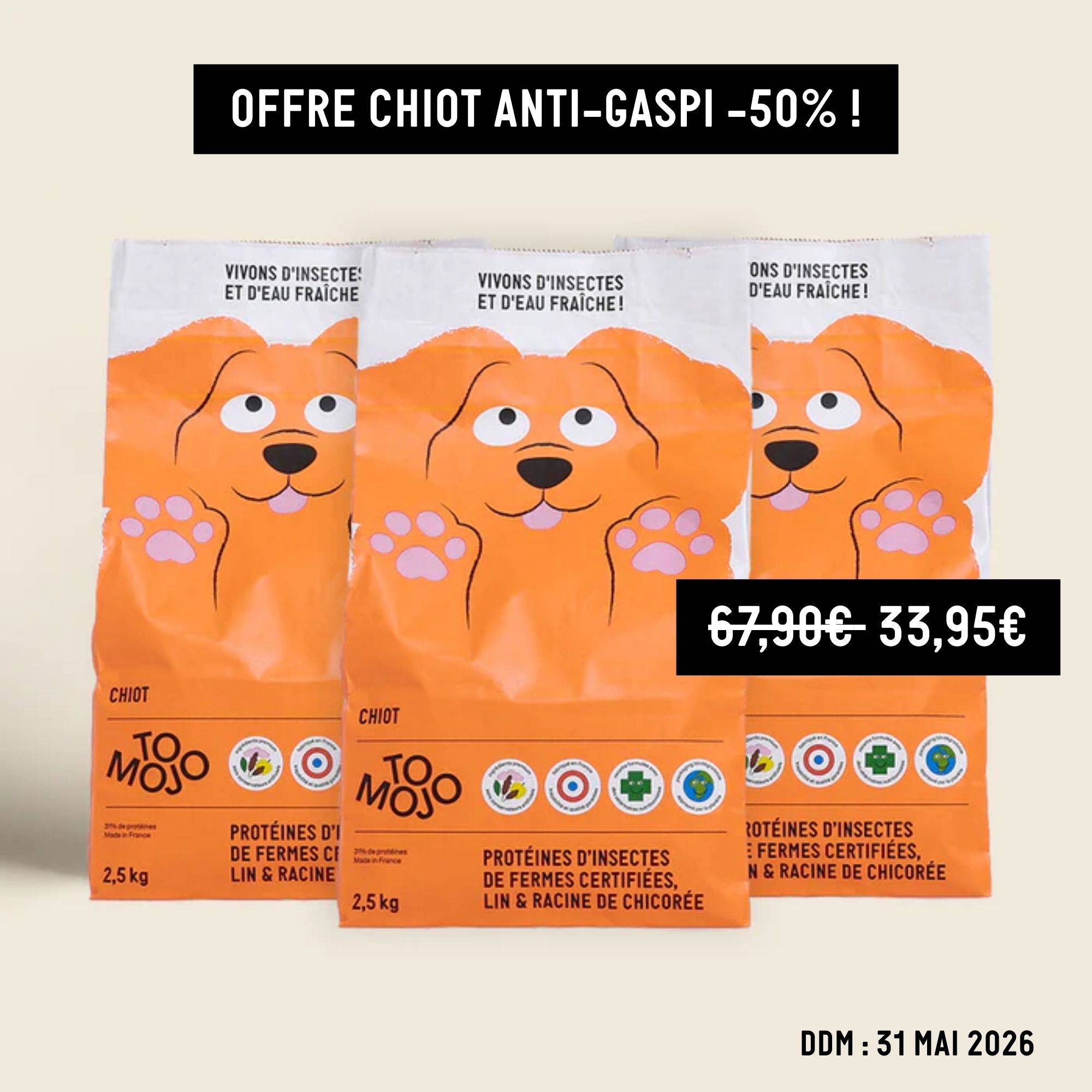 Croquettes aux insectes pour chiots 7,5kg - Tomojo - Imagen 1