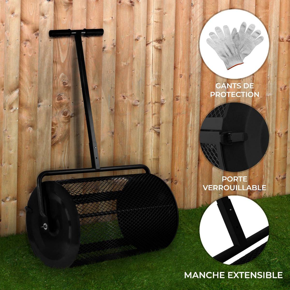 Monstershop - Rouleau Epandeur à Compost 80 L – Noir - Imagen 2