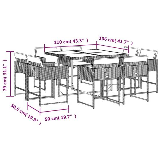 ComfortXL - Salon de jardin encastrable 8 personnes gris, table carrée bois et chaises compactes – ComfortXL Outdoor Living - Image 5