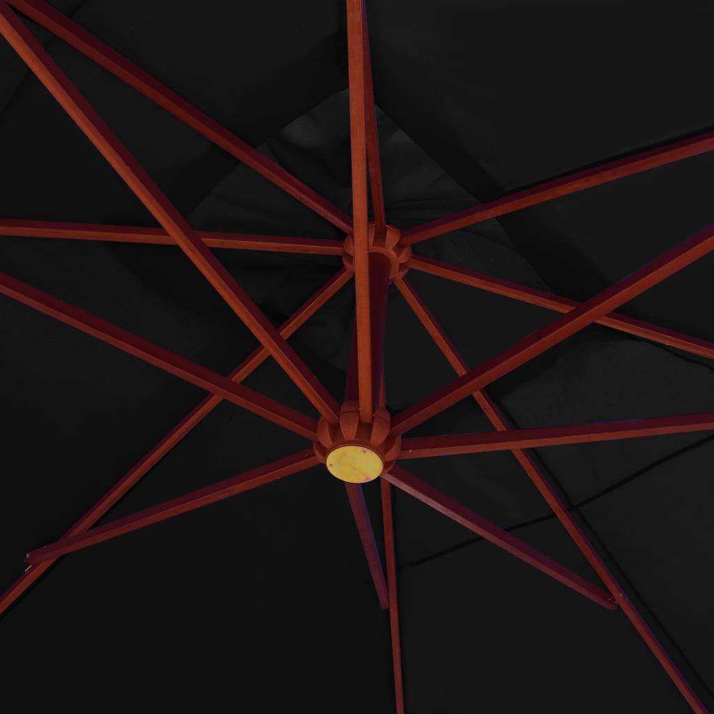 PANGIVO - Parasol suspendu avec mât en bois 400 x 300 x 285 cm Noir - PANGIVO - Image 7
