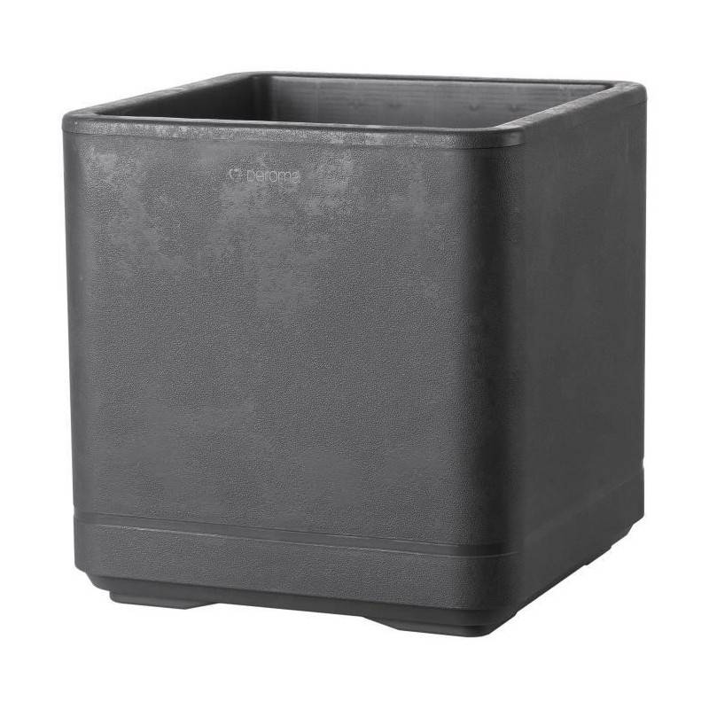 Deroma - Pot De Fleur Cube - Deroma- Cosmo - Anthracite - A Réserve D'eau - Roulettes - 38 Cm - Imagen 1