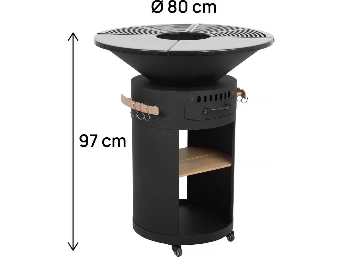 Habitat Et Jardin - Barbecue Plancha Brasero à Charbon Et Bois "cesar Premium" - ø 81 Cm - Noir -habitat Et Jardin - Image 4
