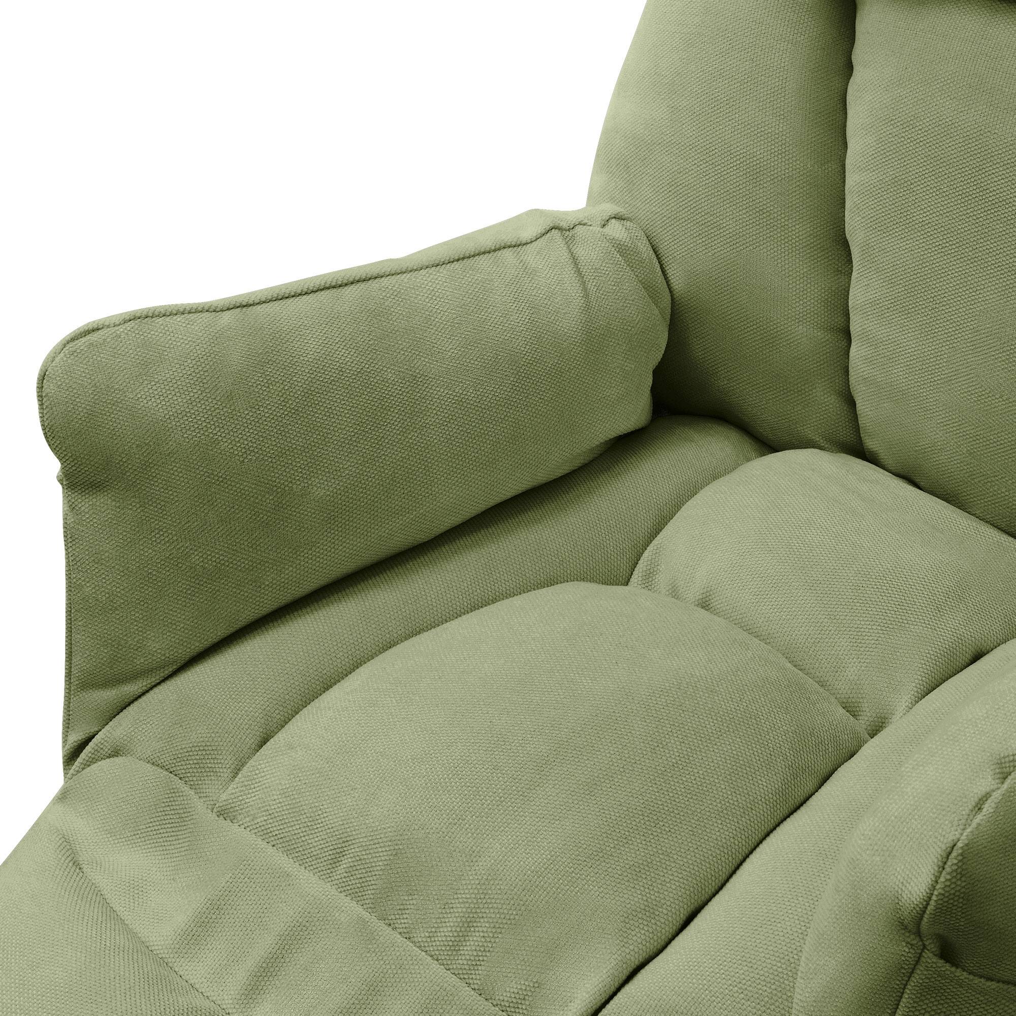 Ml-Design - Fauteuil relax de salon manuel vert chaise inclinable avec repose pied en lin avec poches latérales corps en acier dossier et accoudoirs réglables - Image 6