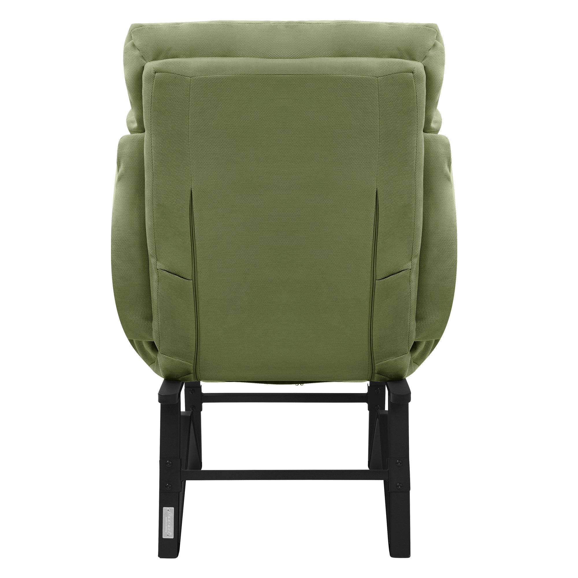 Ml-Design - Fauteuil relax de salon manuel vert chaise inclinable avec repose pied en lin avec poches latérales corps en acier dossier et accoudoirs réglables - Image 5