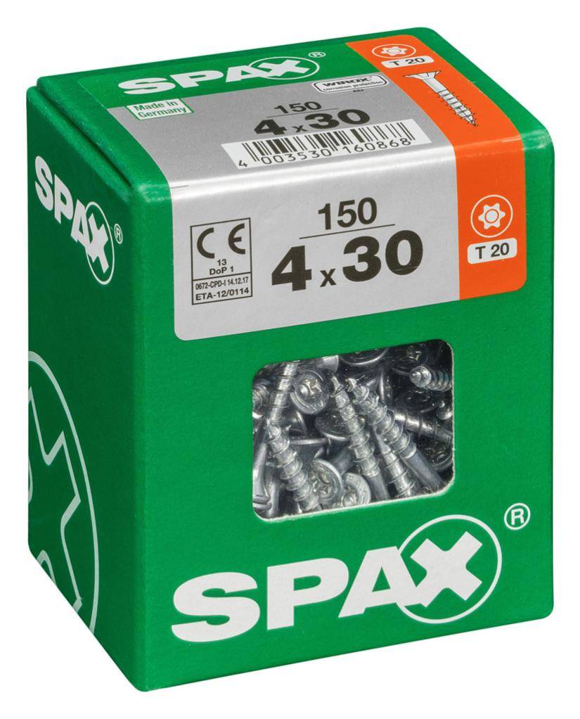Spax - Lot de 150 vis acier tête fraisée torx SPAX, Diam.4 mm x L.30 mm - Image 1