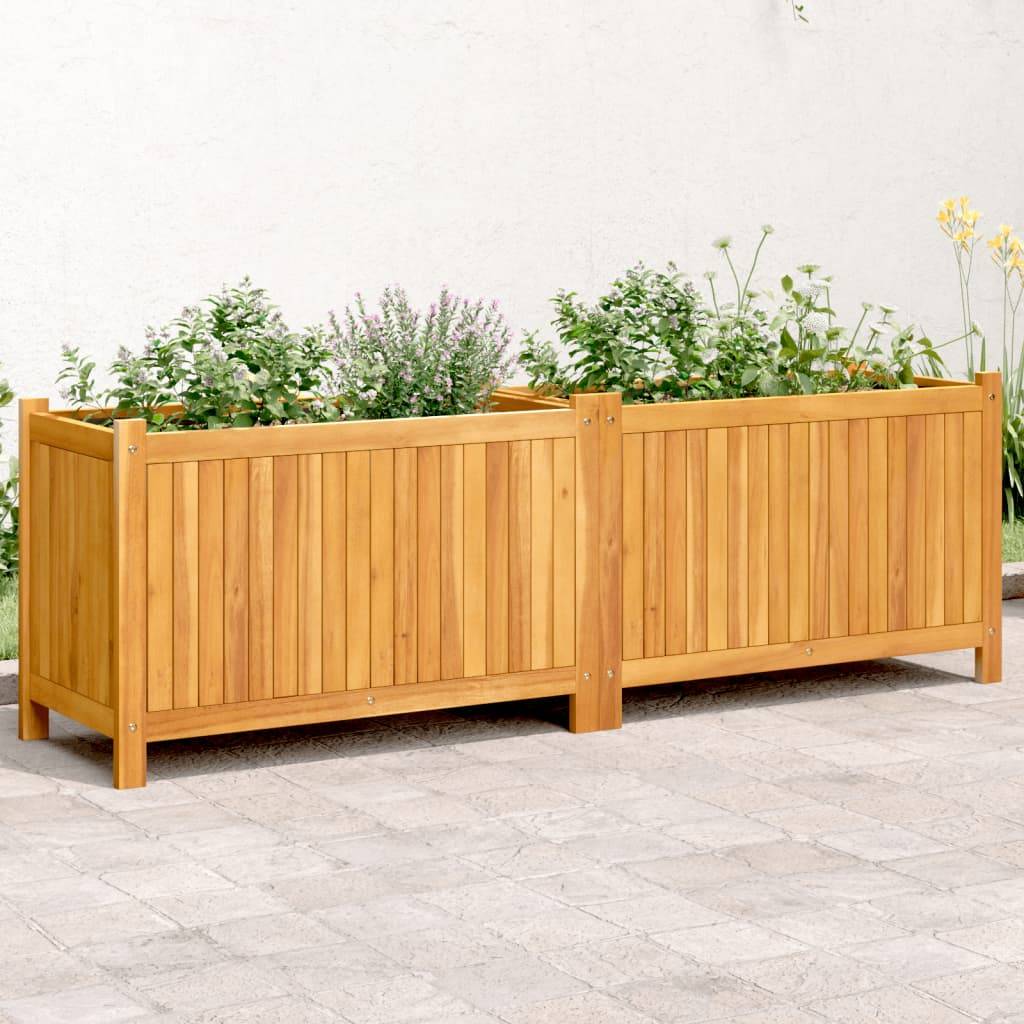 Très grande jardinière bois acacia pour séparation de terrasse 153x38,5x50 cm - ComfortXL Outdoor Living