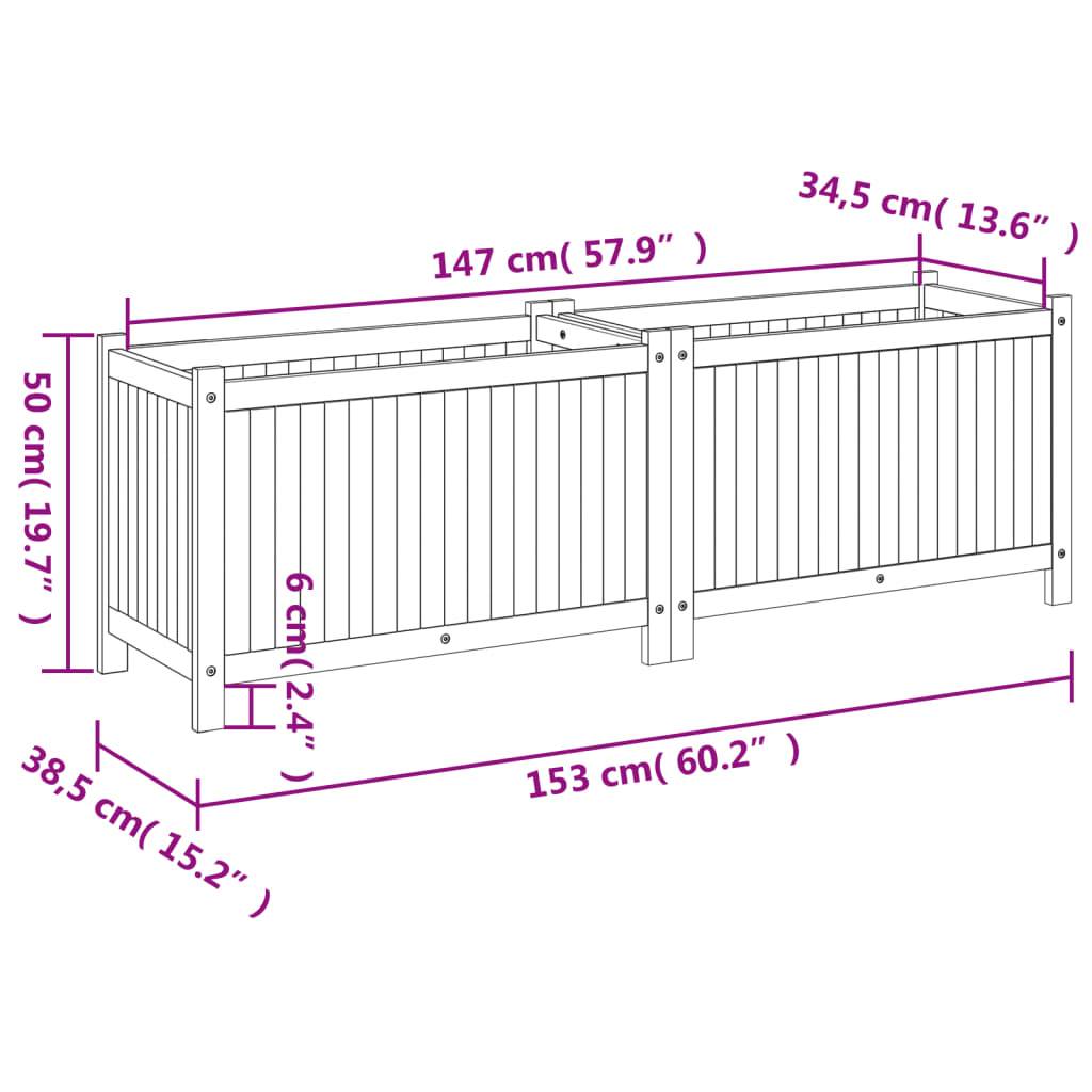 ComfortXL - Très grande jardinière bois acacia pour séparation de terrasse 153x38,5x50 cm - ComfortXL Outdoor Living - Image 9