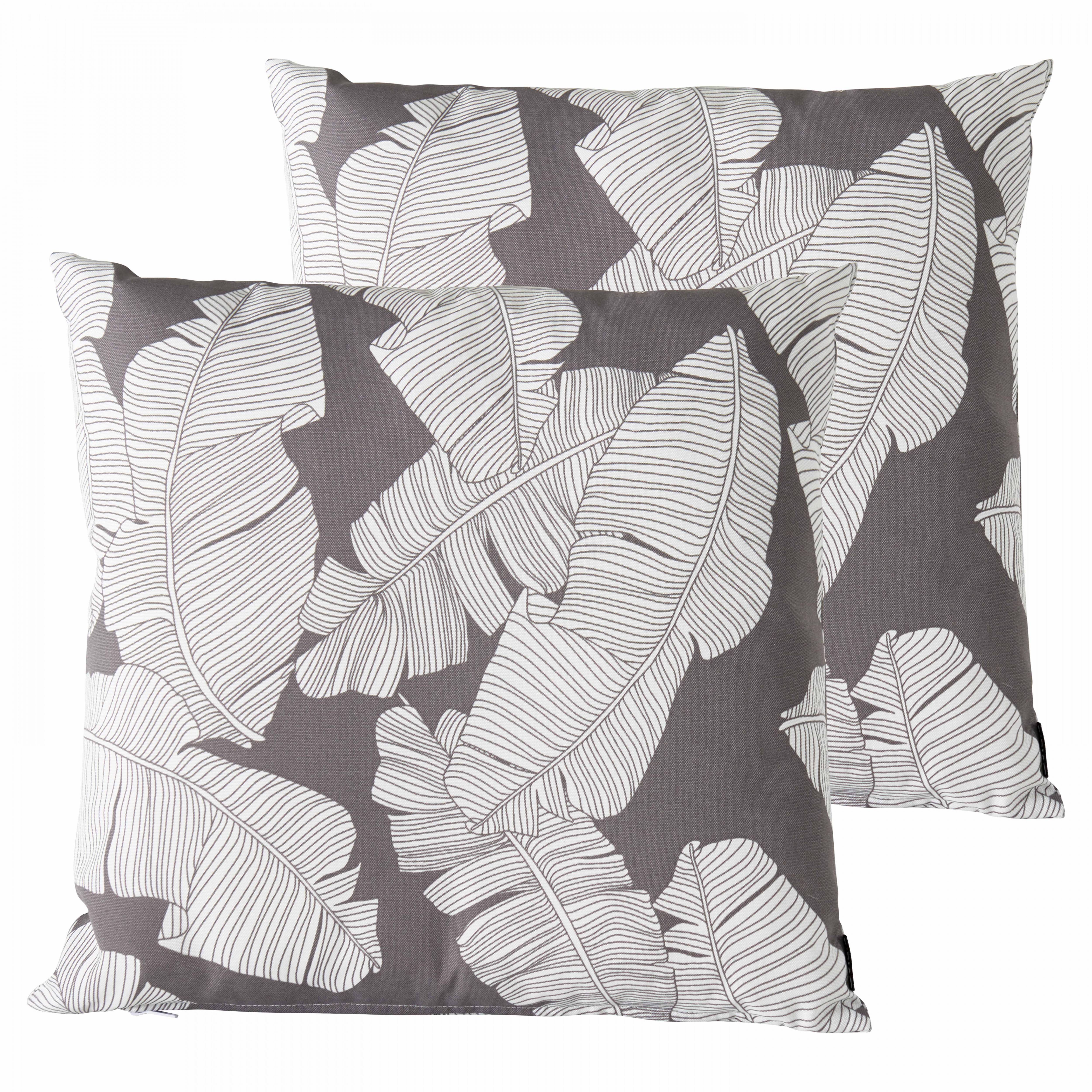Oviala - Lot de 2 coussins carrés polyester abaca gris 45x45x8 cm Quito - Oviala - Imagen 1