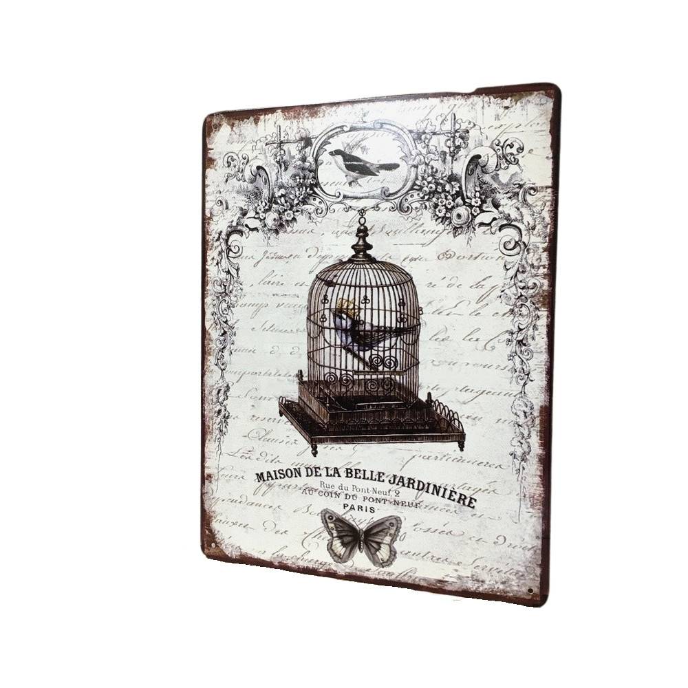 Chemin De Campagne - Plaque décorative en métal blanc vieilli et noir 33 x 25 cm Chemin de campagne - Imagen 3