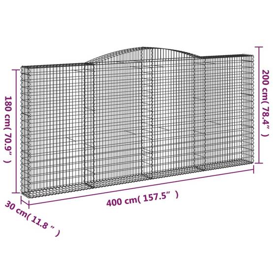 Vidaxl - Paniers à gabions arqués 4 pcs 400x30x180/200 cm Fer galvanisé vidaXL 3146920 - Image 7