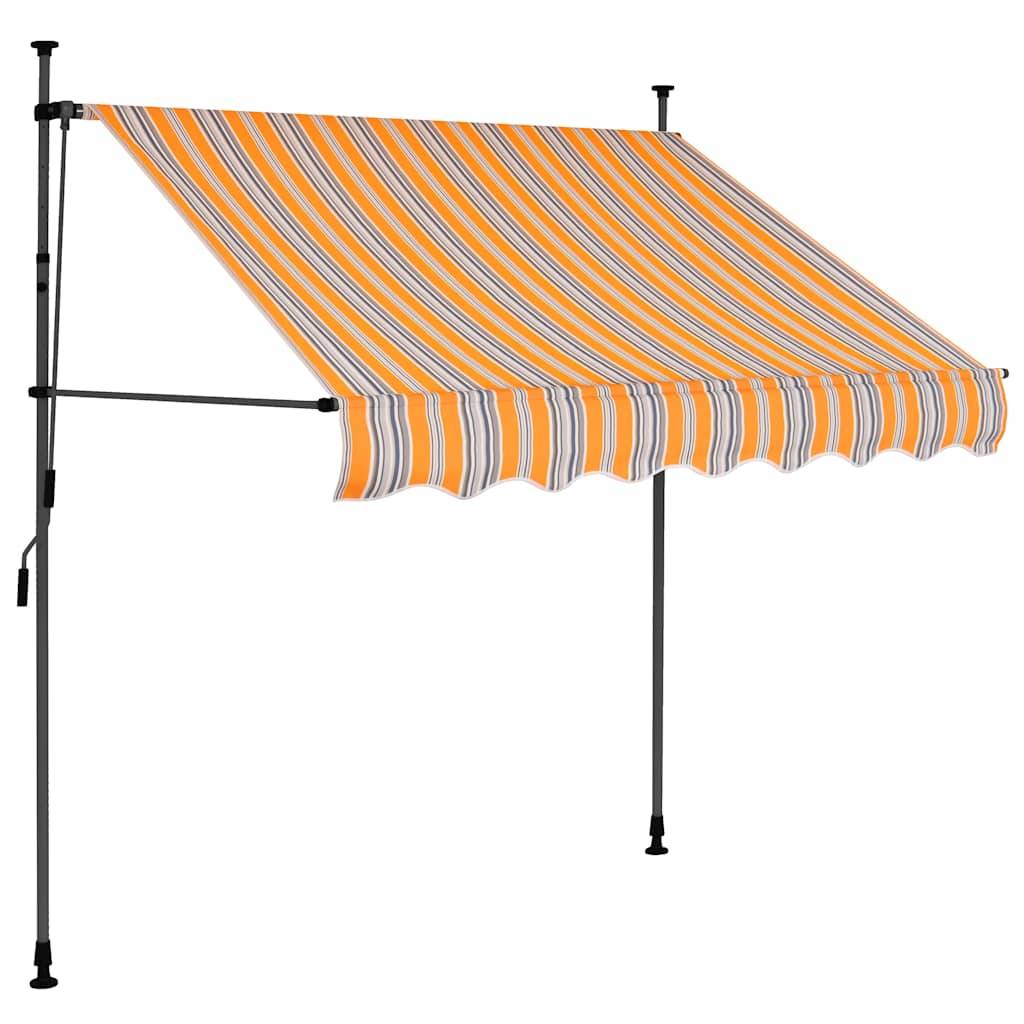 ComfortXL - Store Balcon LED Solaire sans Perçage Manuel Rétractable Anti-UV Rayé Jaune Bleu 150x120 cm – ComfortXL Outdoor Living - Image 2