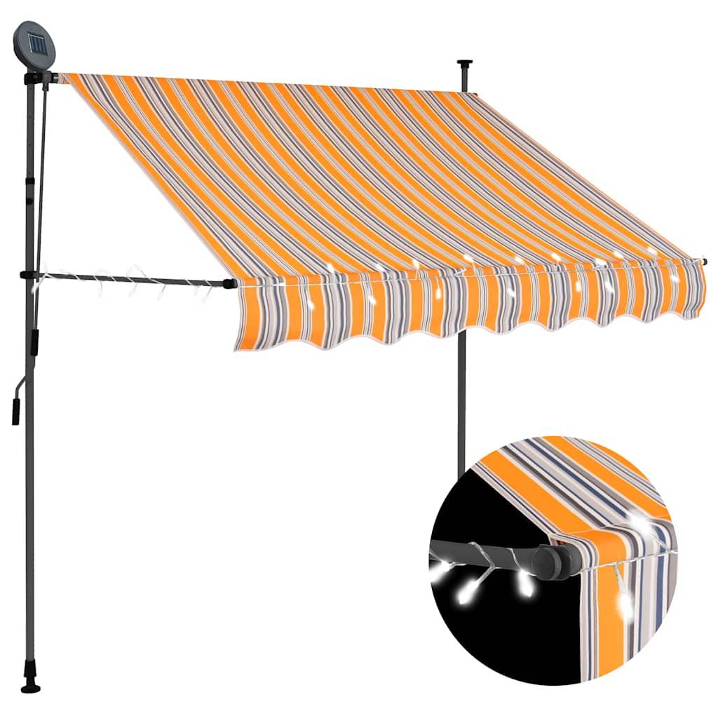 ComfortXL - Store Balcon LED Solaire sans Perçage Manuel Rétractable Anti-UV Rayé Jaune Bleu 150x120 cm – ComfortXL Outdoor Living - Image 1