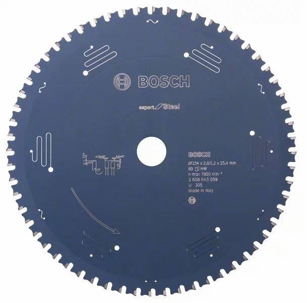 Lame de scie circulaire pour l'acier 254 x 25,4 x 2,2mm 60 dents - BOSCH EXPERT - 2608643059 - Image 1