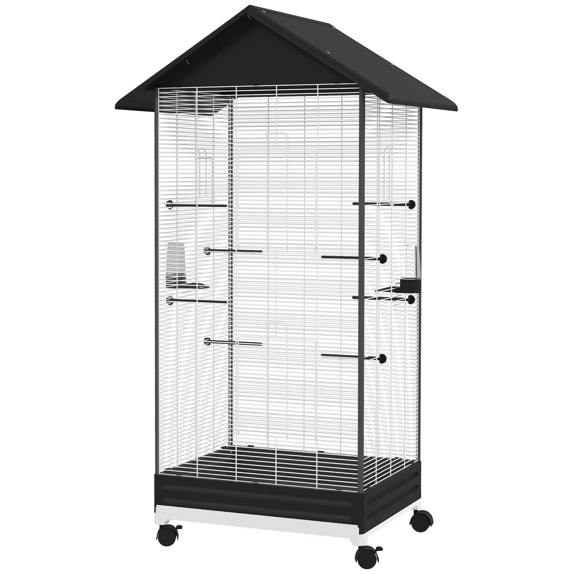 Volière sur pied acier noir 79 x 65 x 155 cm - PANGIVO - Image 2