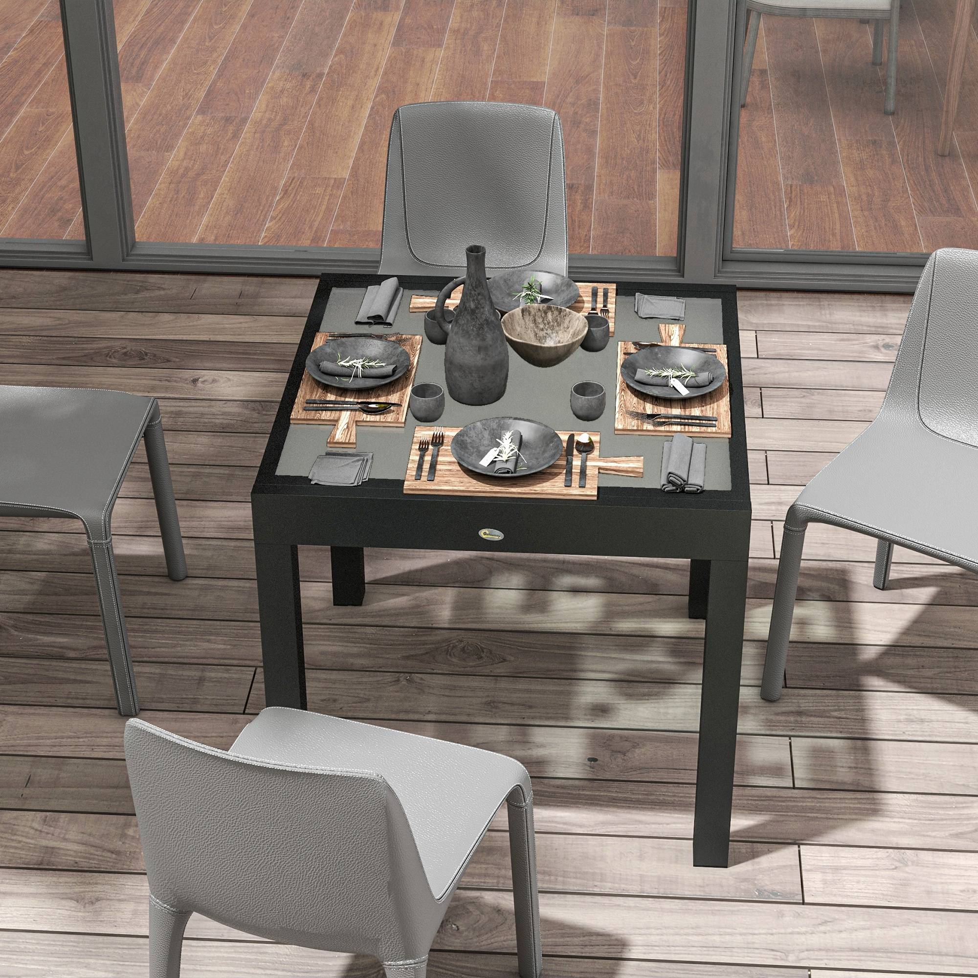 Table Extensible de Jardin Grande Taille dim. dépliées 160 x 80 x 75 cm Aluminium Plateau Verre trempé transparent - Image 10
