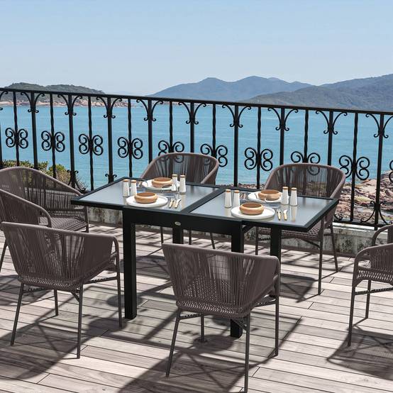 Table Extensible de Jardin Grande Taille dim. dépliées 160 x 80 x 75 cm Aluminium Plateau Verre trempé transparent - Image 4
