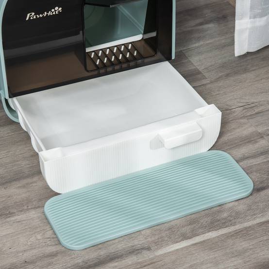 Bac à litière fermé plastique PP pour chat hygiène et propreté 43x44x47cm vert - ComfortXL Outdoor Living - Image 9