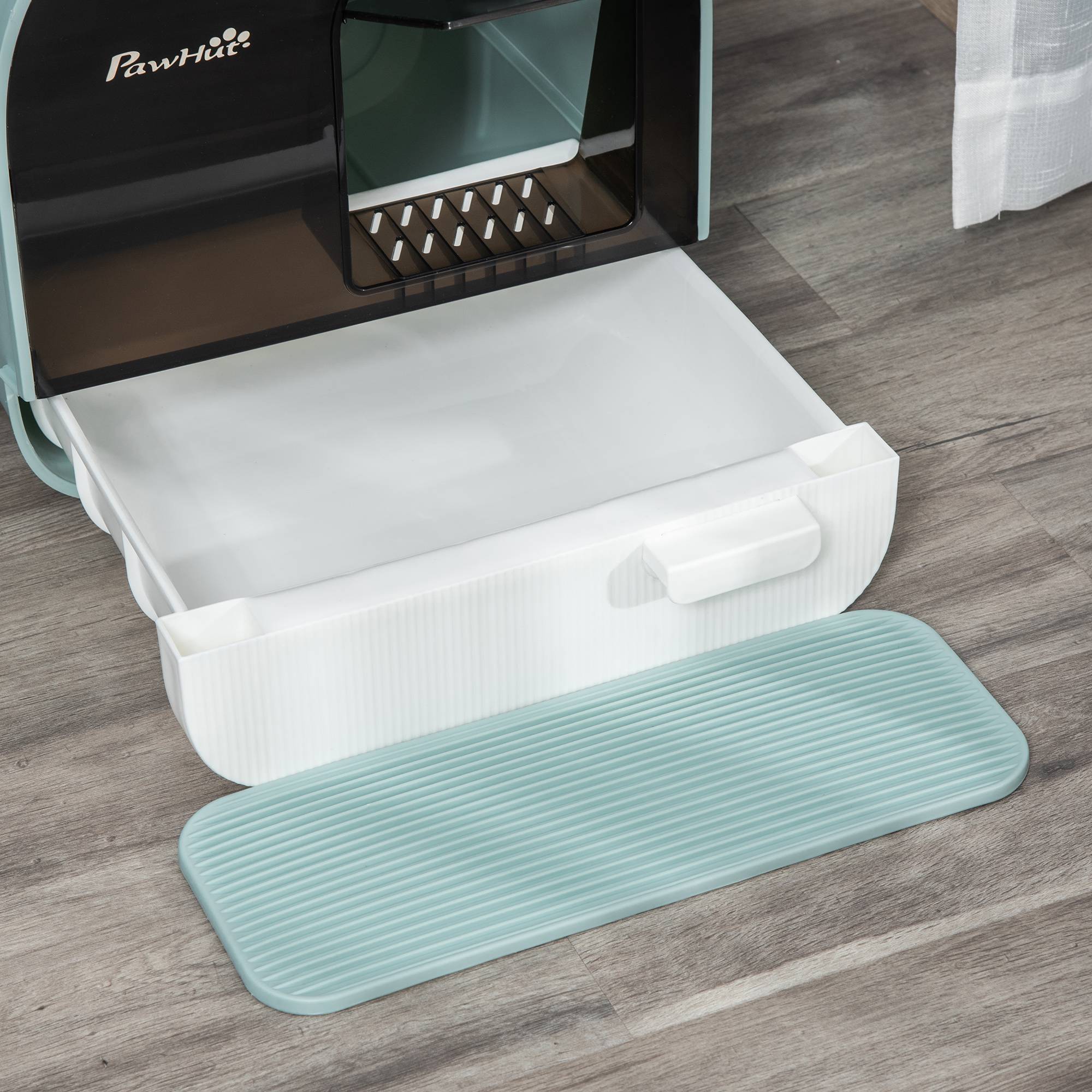 Bac à litière fermé plastique PP pour chat hygiène et propreté 43x44x47cm vert - ComfortXL Outdoor Living - Image 9